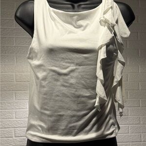 Gaze White Ruffle Tank Top